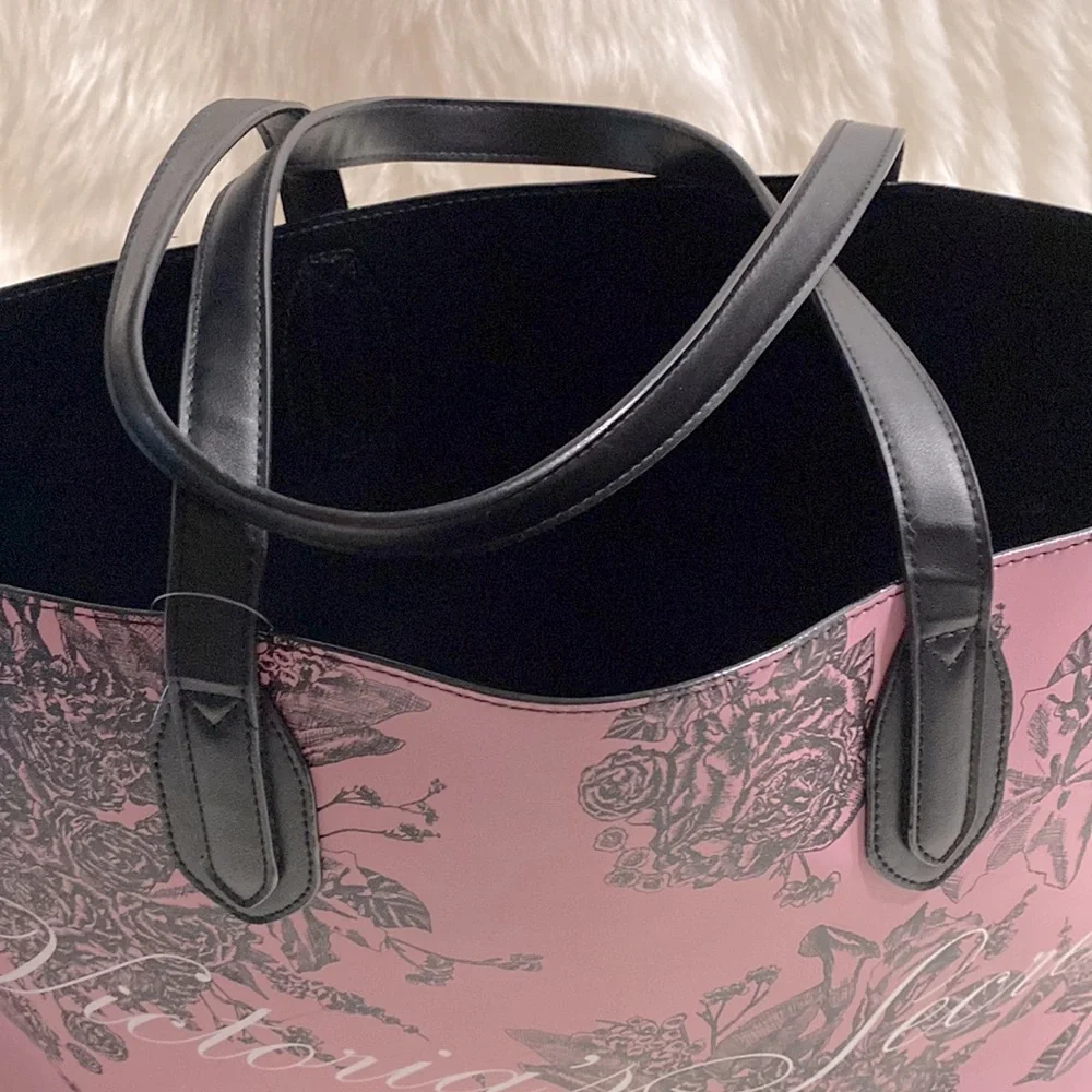 Victoria’s Secret Pink and Black Rose Tote NWT Excellent Condition - Picture 4 of 9